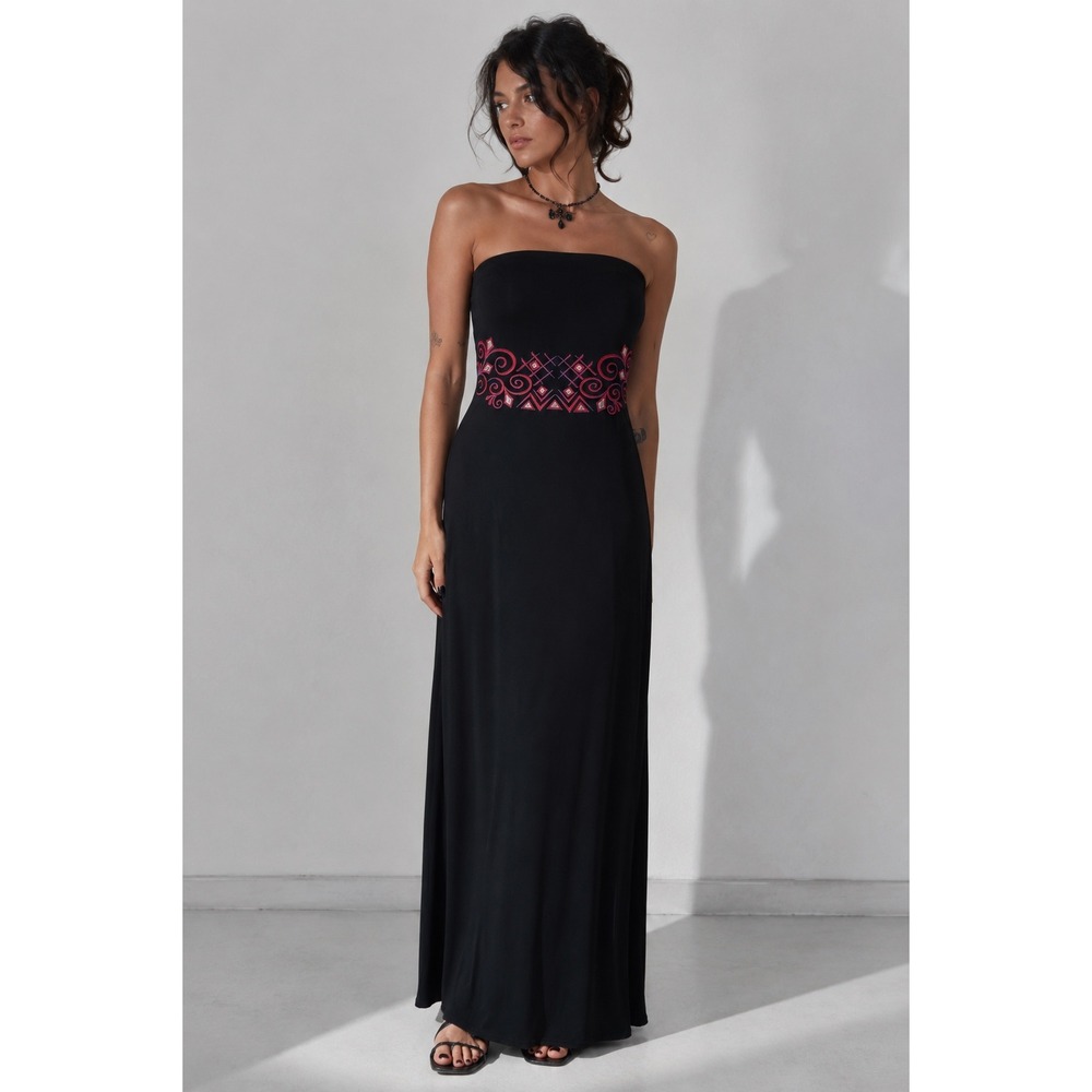 Gunne Sax Y2K Maxi Dress 5 Black VTG Jessica McClintock Strapless Maxi Soft Goth